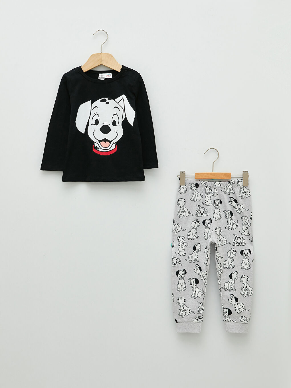 Bisiklet Yaka Uzun Kollu 101 Dalmaçyalı Baskılı Erkek Bebek Pijama Takımı