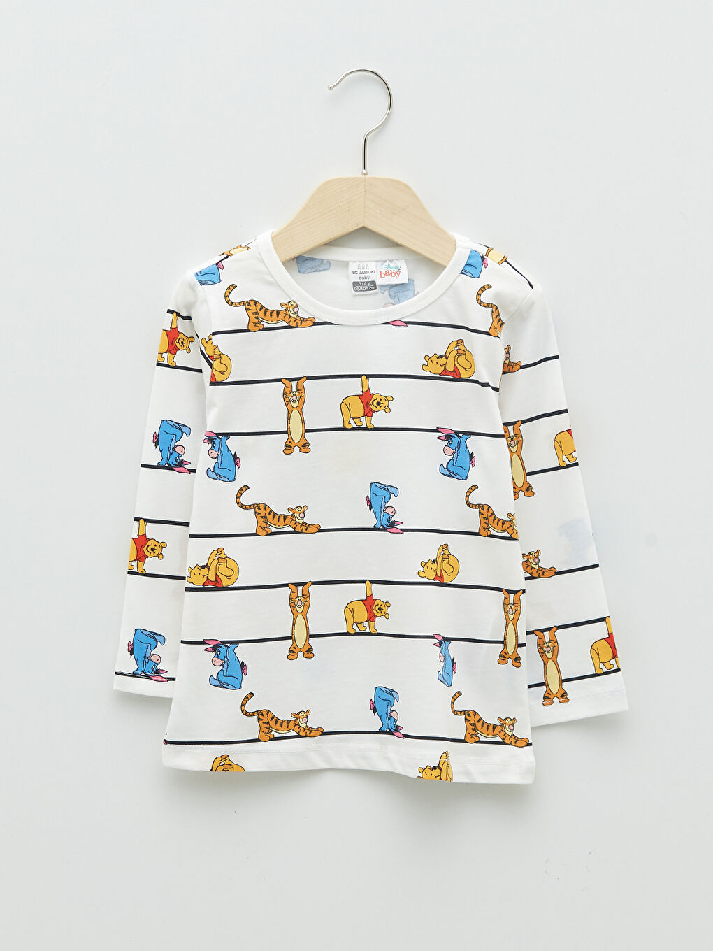 Ensemble de Pyjama Bébé Garçon en Coton Imprimé Winnie l'Ourson à Manches Longues et Col Rond-1