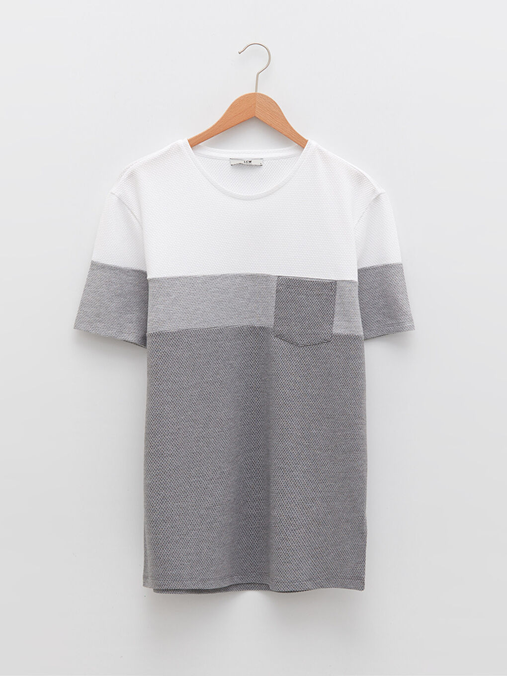 Футболка Мужская с Круглым Вырезом и Коротким Рукавом из Пике с Цветовым Блоком-5