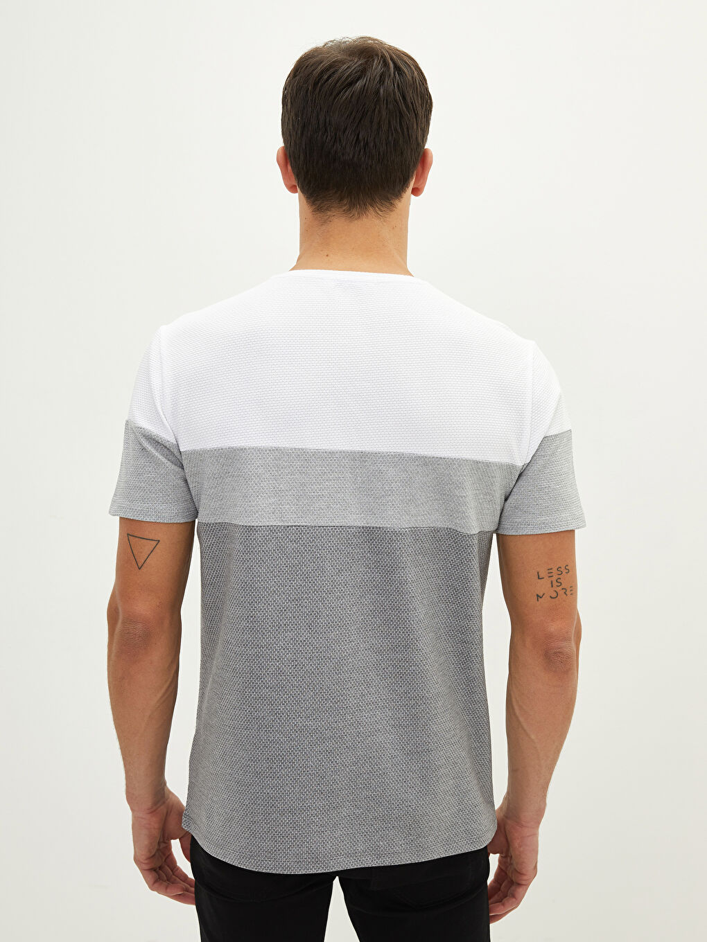 Футболка Мужская с Круглым Вырезом и Коротким Рукавом из Пике с Цветовым Блоком-4