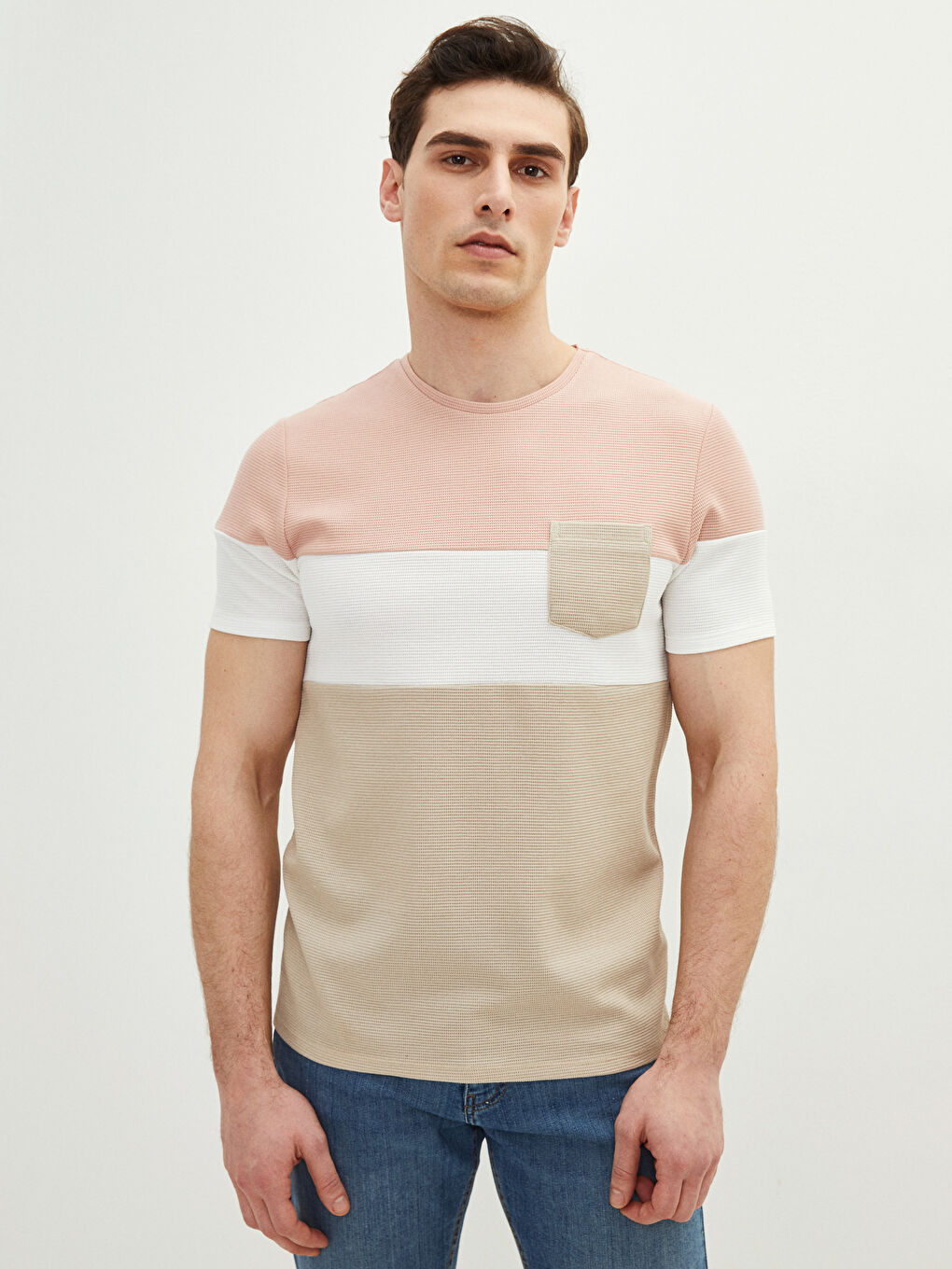 LCW Vision T-shirt à Manches Courtes avec Col Rond et Bloc de Couleurs pour Hommes -S21524Z8-G2J