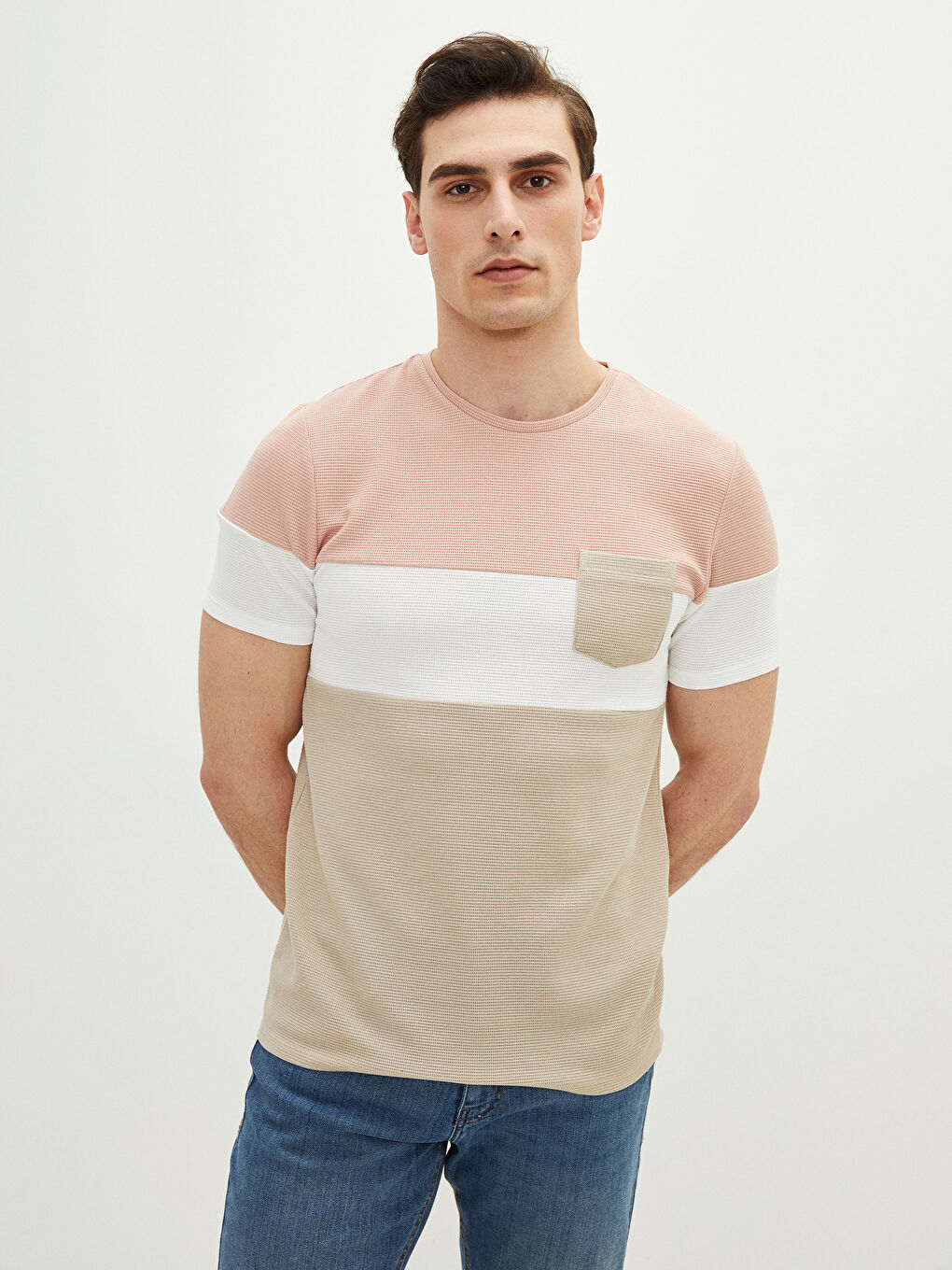 LCW Vision T-shirt à Manches Courtes avec Col Rond et Bloc de Couleurs pour Hommes -S21524Z8-G2J