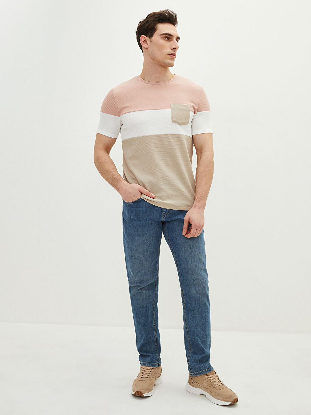 LCW Vision T-shirt à Manches Courtes avec Col Rond et Bloc de Couleurs pour Hommes -S21524Z8-G2J