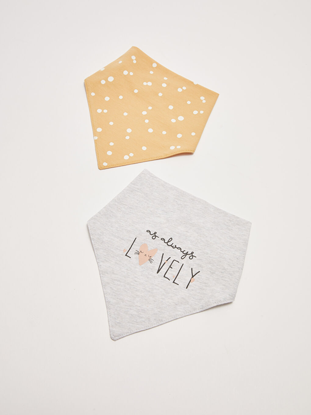 Baskılı Pamuklu Kız Bebek Mama Önlüğü 2'li-1