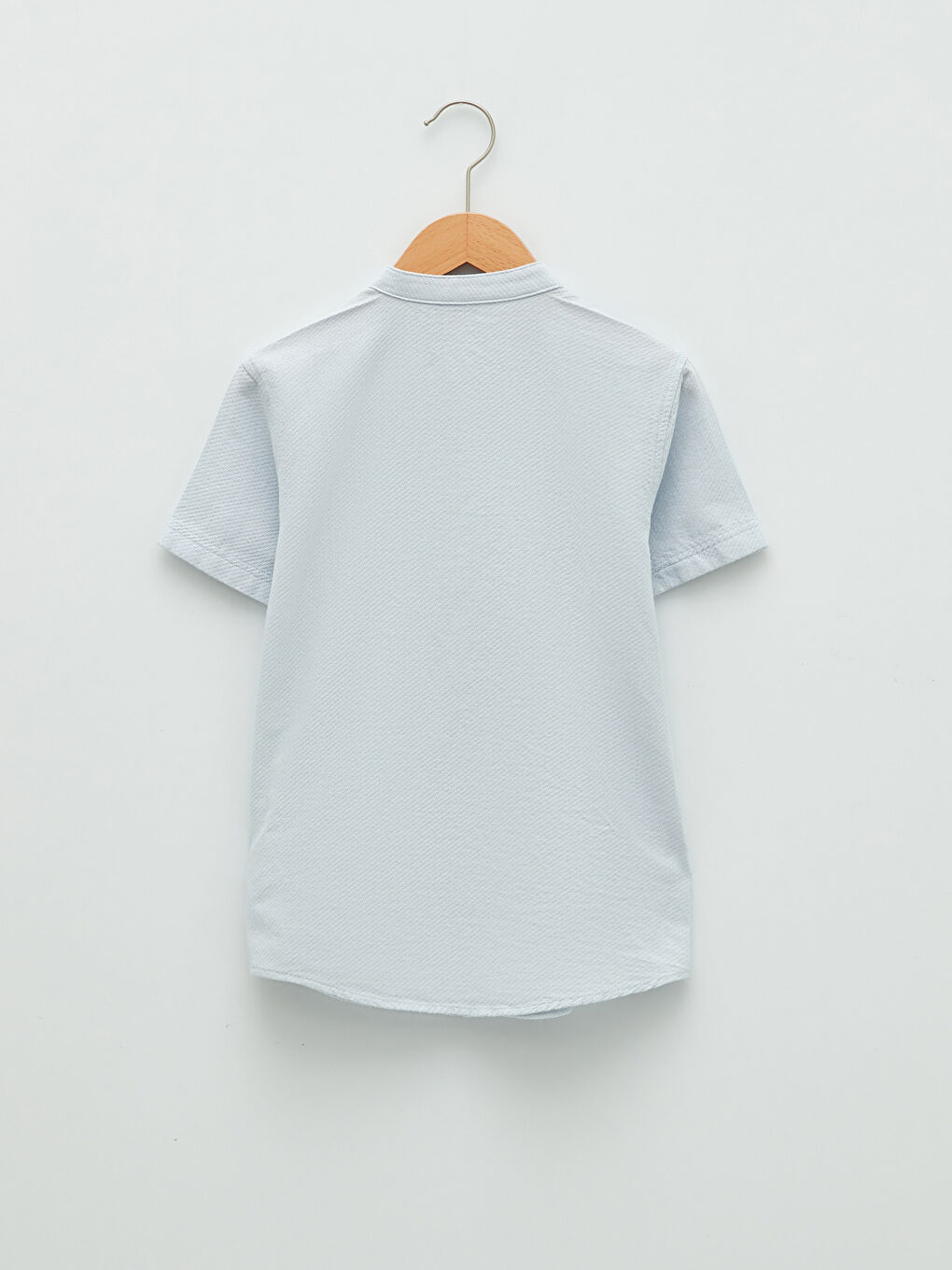 Grandad Collar Embroidery Detailed Short Sleeve Boy Shirt-1