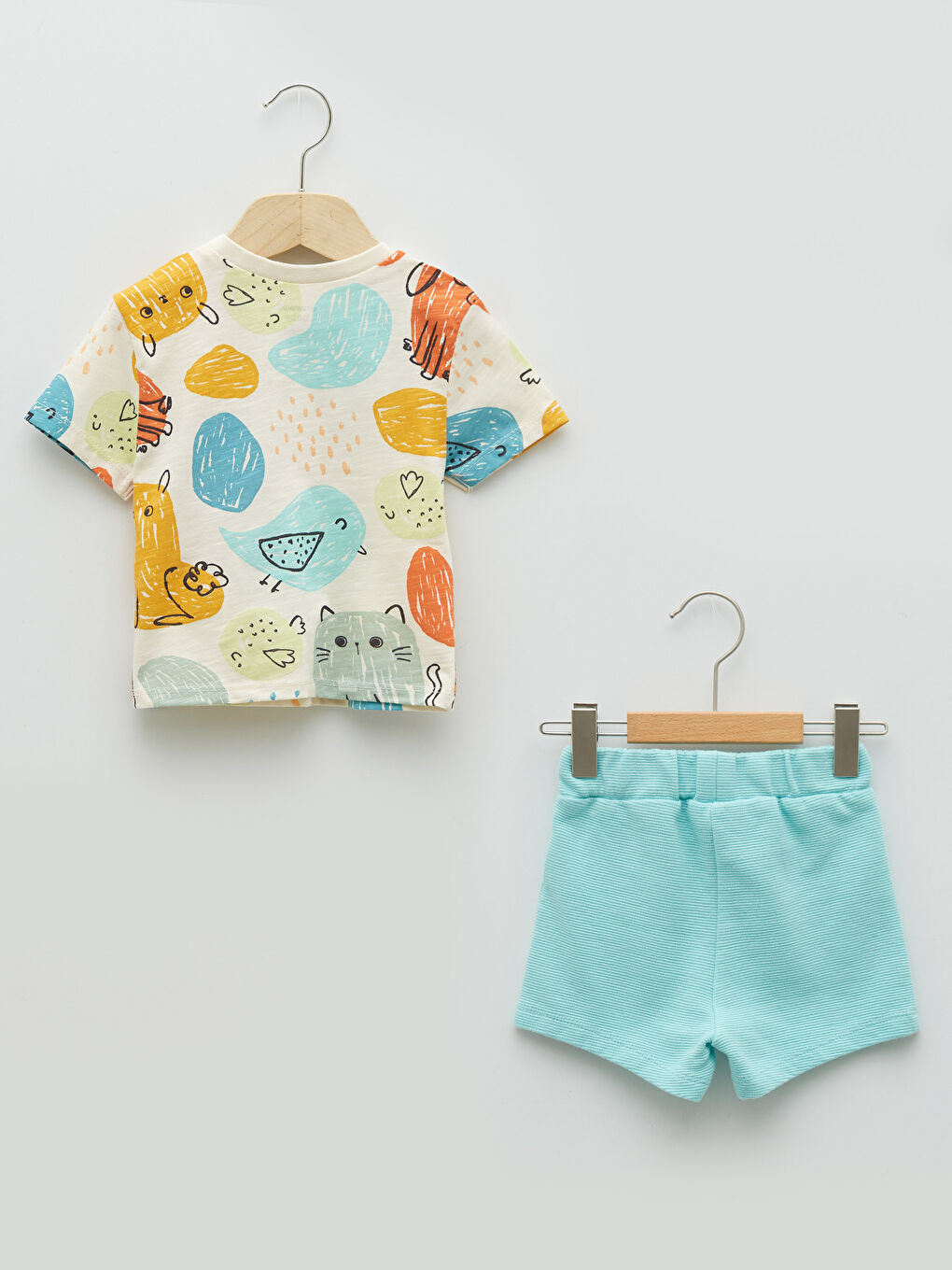 Crew Neck Short Sleeve Printed Baby Boys' T-Shirt and Shorts 2 Pack Set-1