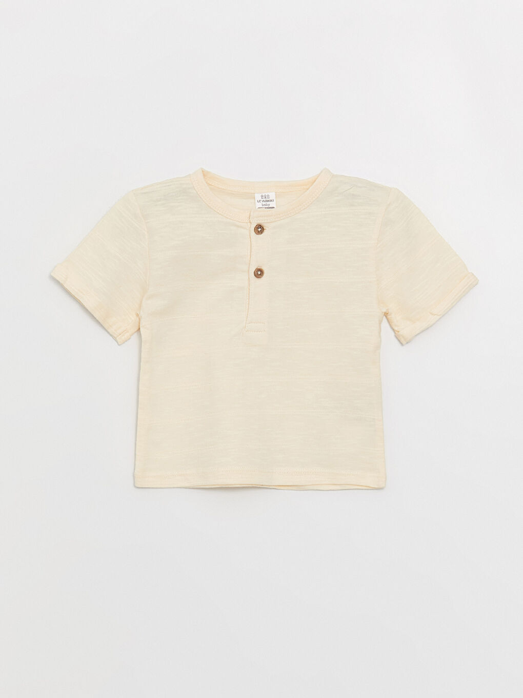 Kahverengi Bisiklet Yaka Kısa Kollu Basic Pamuklu Erkek Bebek Tişört ve Salopet 2'li Takım-1