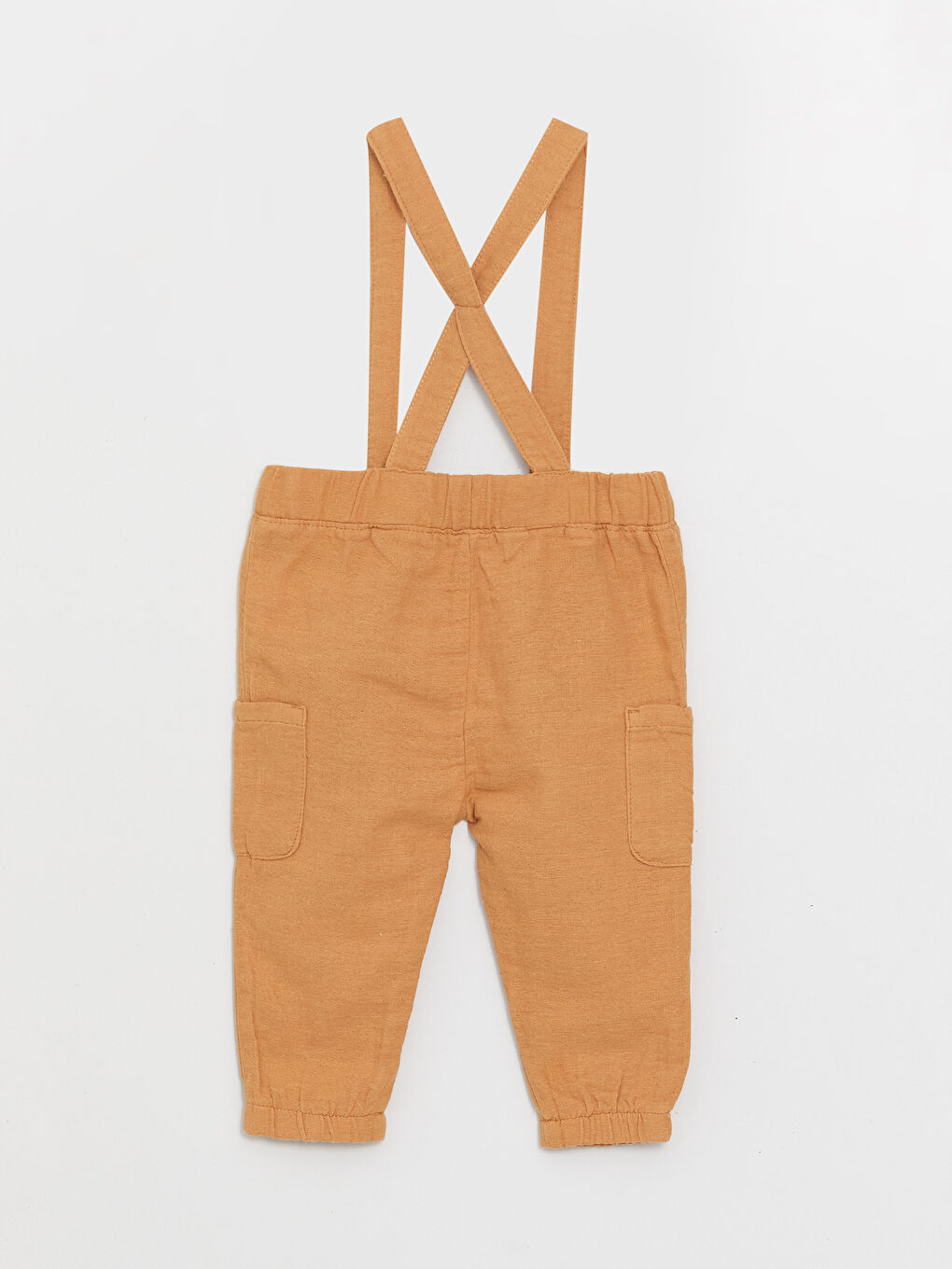 Kahverengi Bisiklet Yaka Kısa Kollu Basic Pamuklu Erkek Bebek Tişört ve Salopet 2'li Takım-4