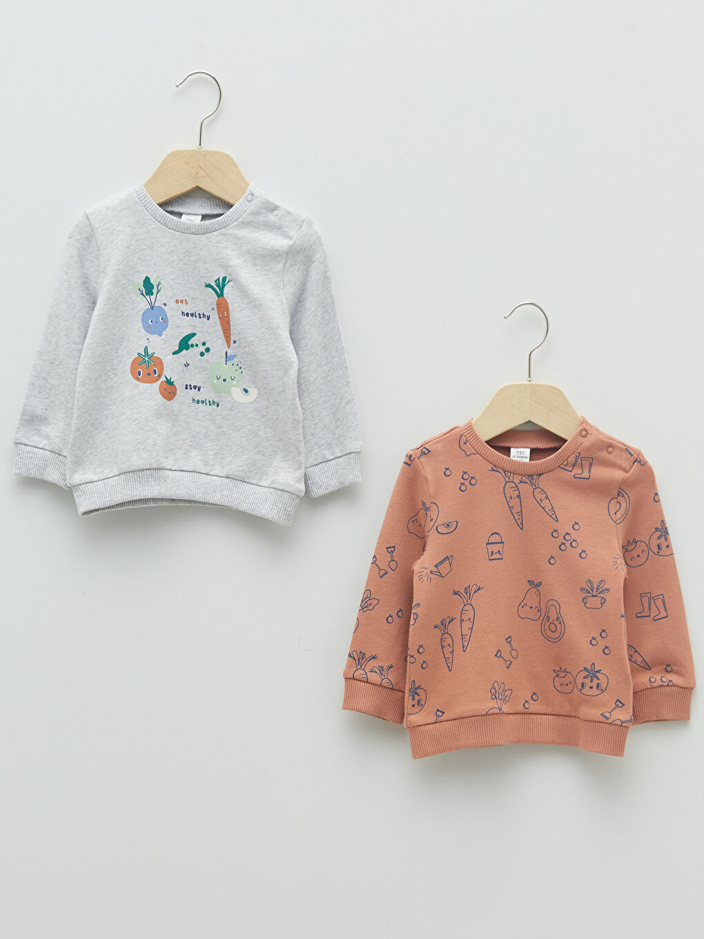Crew Neck Printed Long Sleeve Baby Boy Sweatshirt 2-pack