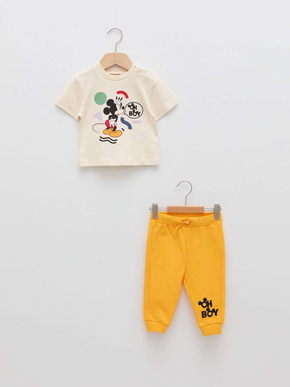 Ensemble 2 Pièces T-Shirt et Short en Coton Imprimé Mickey Mouse à Manches Courtes Col Rond pour Garçon Bébé