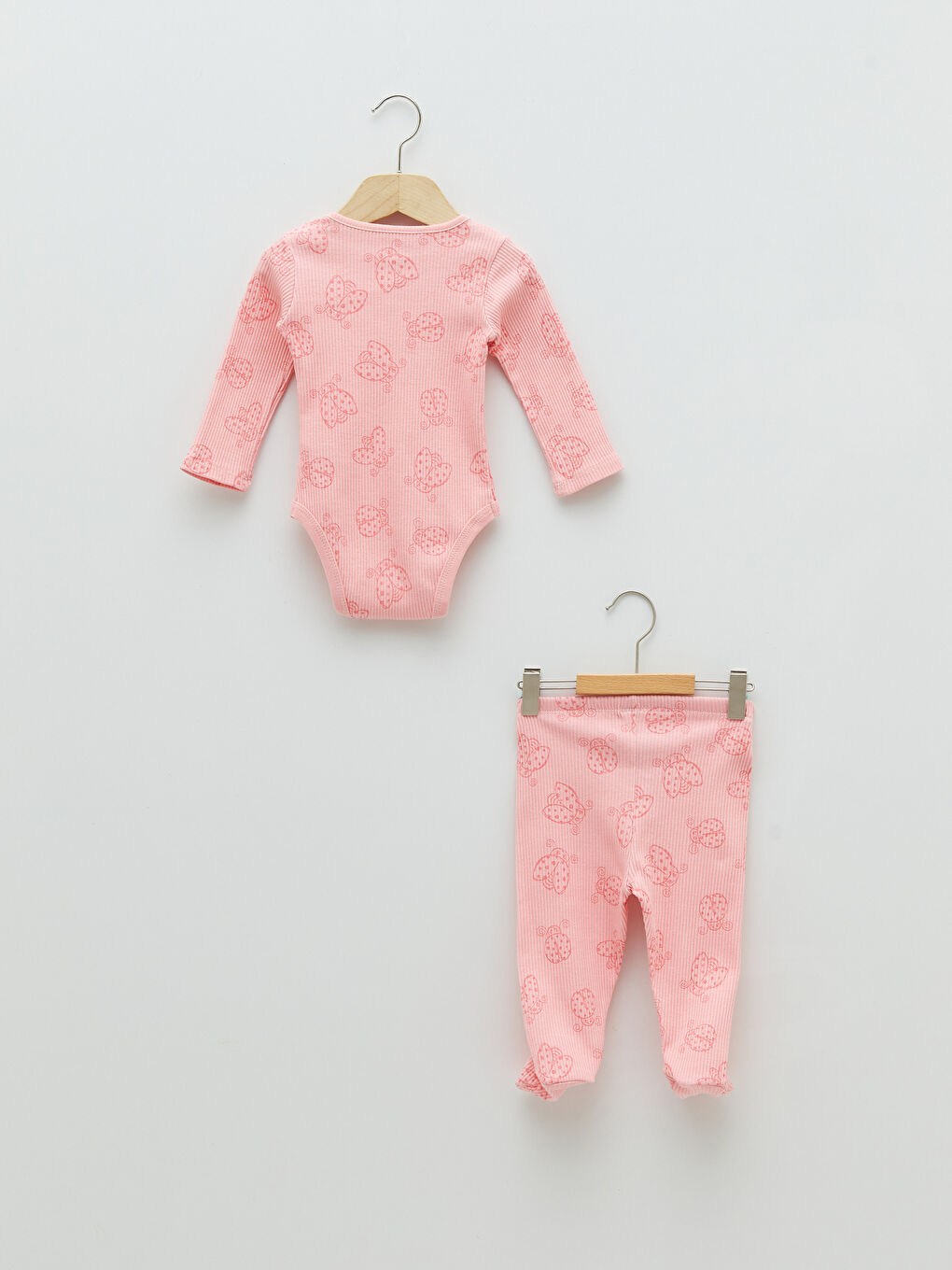 Crew Neck Long Sleeve Printed Baby Girls' Snap Bodysuit and Pants 2 Pack Set-1