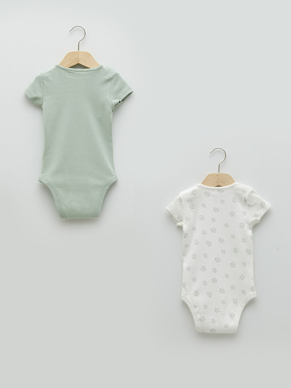 Crew Neck Short Sleeve Printed Cotton Baby Girl Snap Snap Body 2 Pack-1