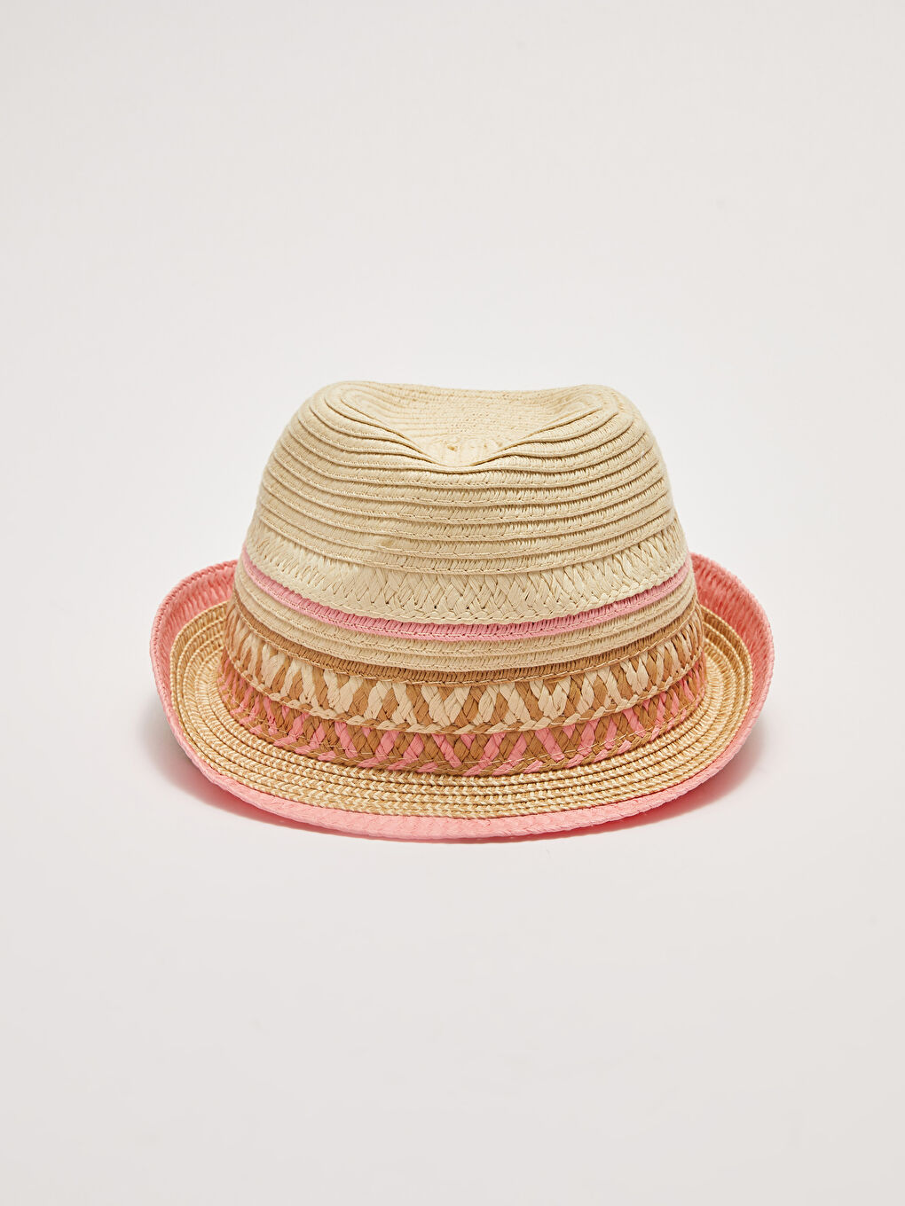 Полосатая Соломенная Шляпа для Девочки с Деталями в Полоску