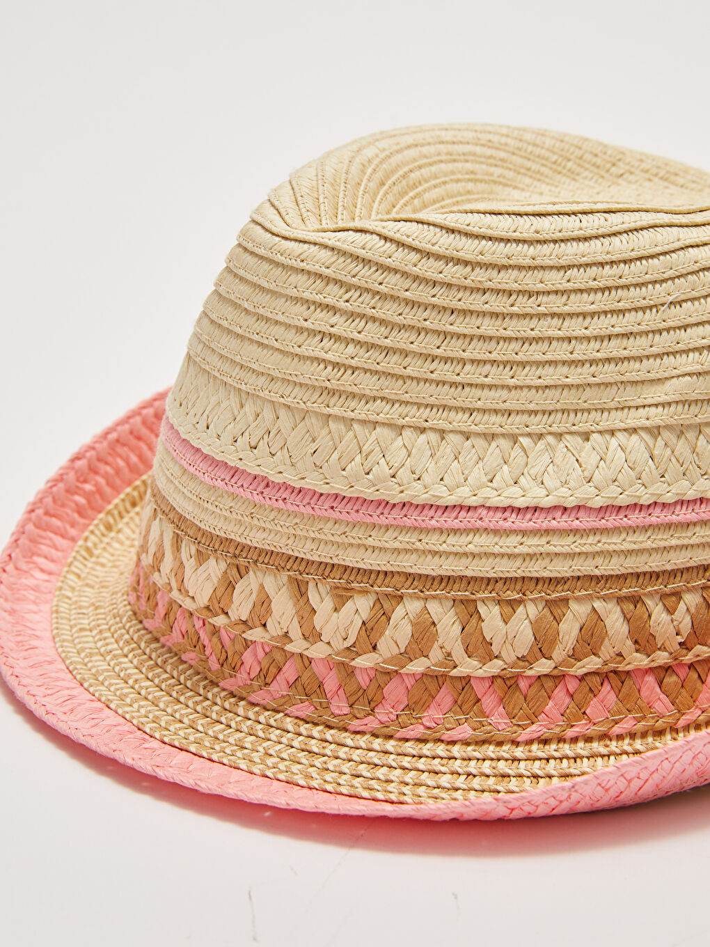 Полосатая Соломенная Шляпа для Девочки с Деталями в Полоску-3