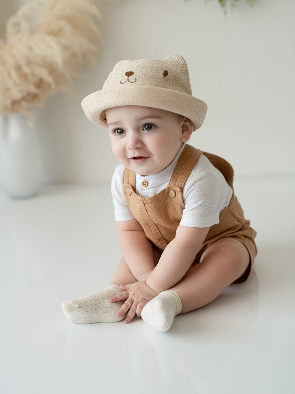 LCW baby Embroidery Detailed Baby Boy Straw Hat -S21666Z1-G7K