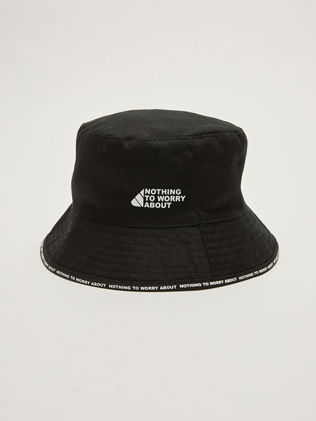 Siyah Yazı Baskılı Erkek Bucket Şapka-1