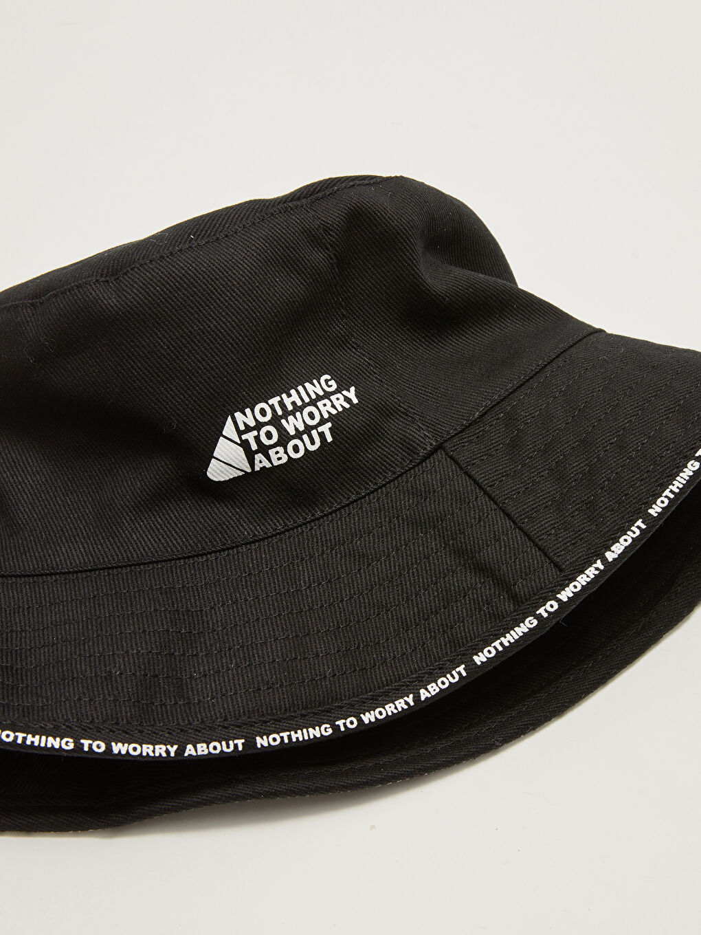 Siyah Yazı Baskılı Erkek Bucket Şapka-2