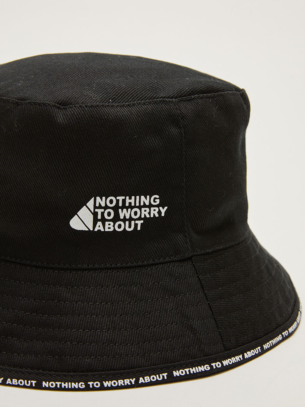 Siyah Yazı Baskılı Erkek Bucket Şapka-3