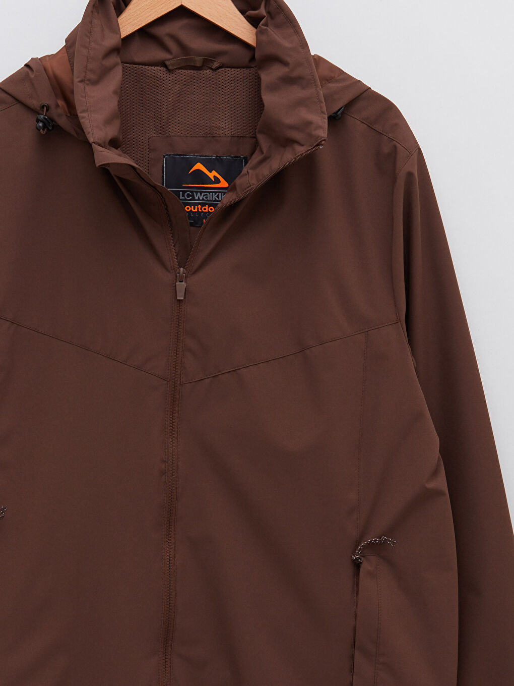 Kahverengi Standart Kalıp Kapüşonlu Erkek Yağmurluk-7