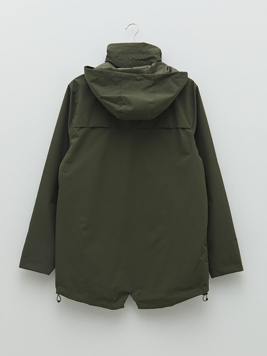 Haki Standart Kalıp Kapüşonlu Erkek Yağmurluk-6