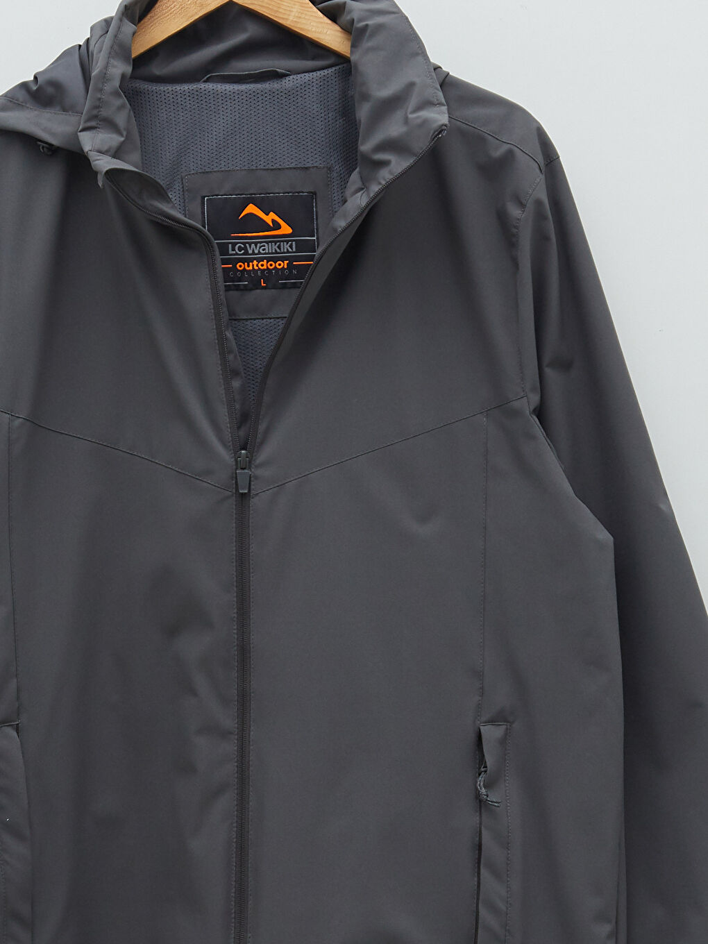 Antrasit Standart Kalıp Kapüşonlu Erkek Yağmurluk-8