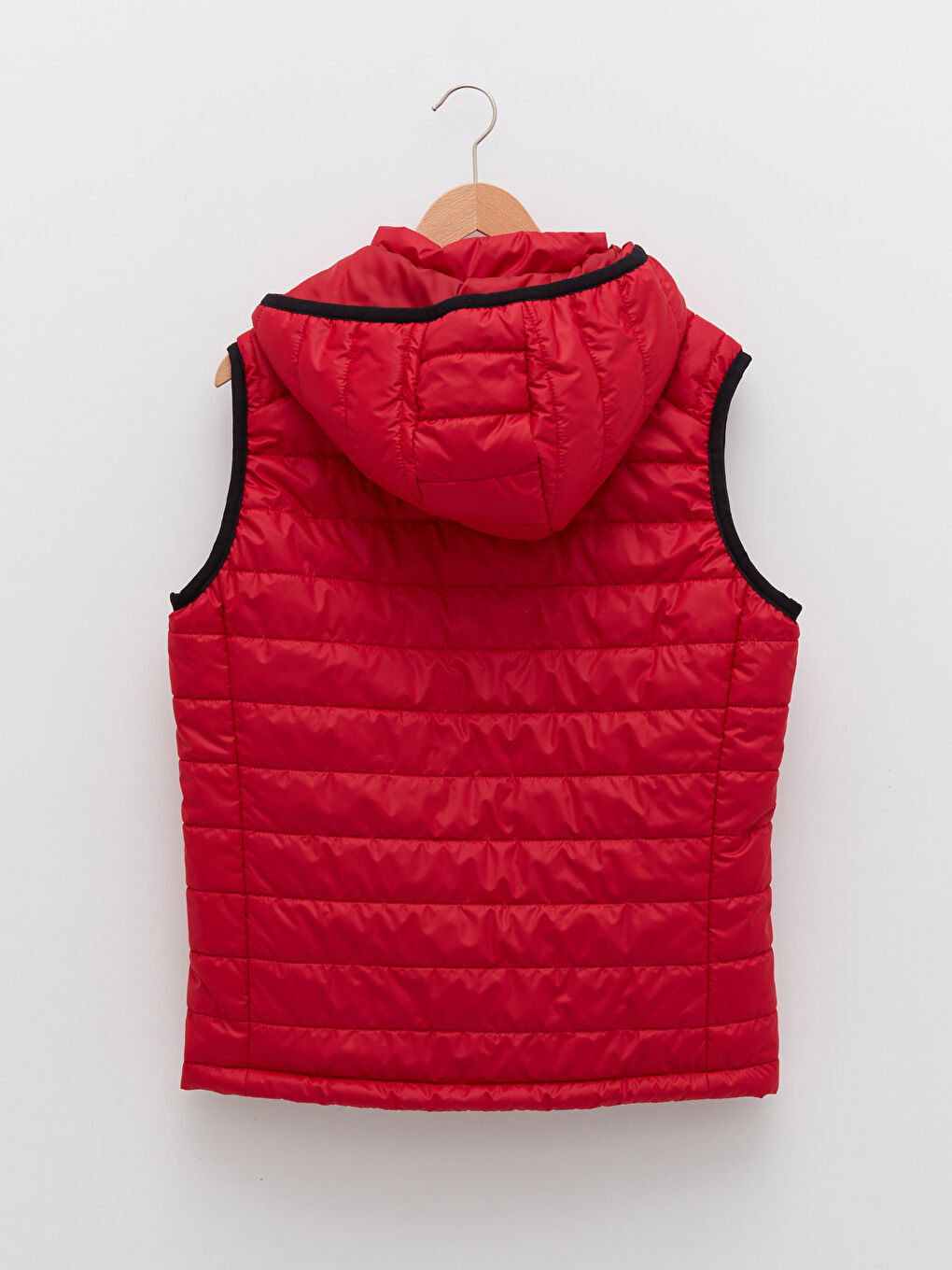 Kırmızı Standart Kalıp Kapüşonlu Erkek Yelek-7