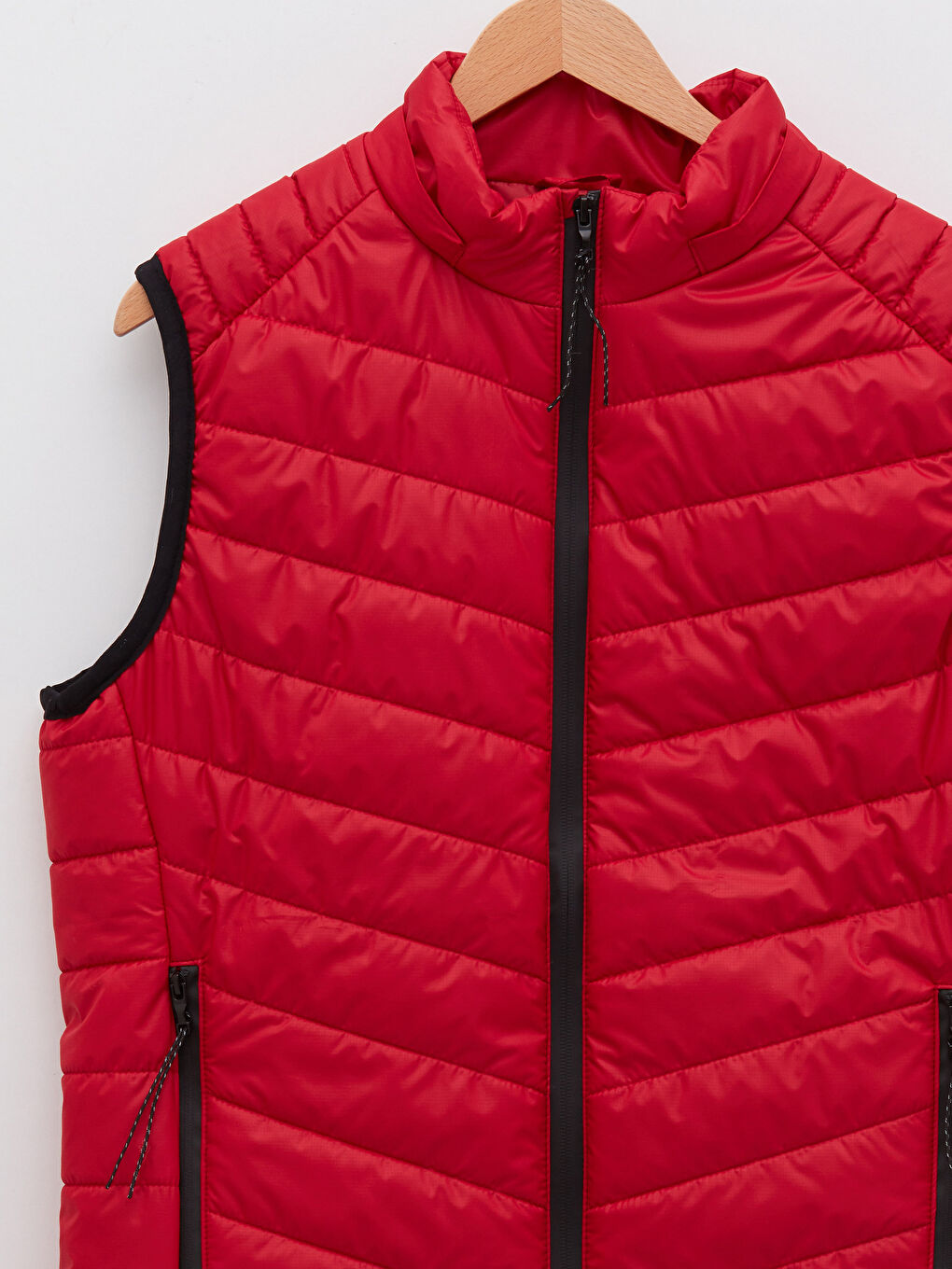 Kırmızı Standart Kalıp Kapüşonlu Erkek Yelek-9