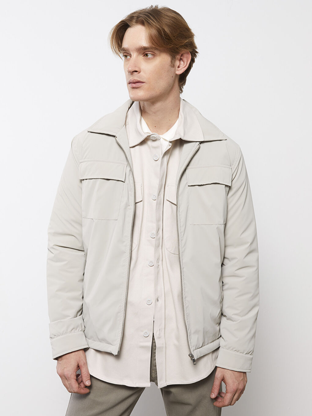 LCW Vision Slim Fit Gömlek Yaka Erkek Deri Görünümlü Mont -S21682Z8-QVW