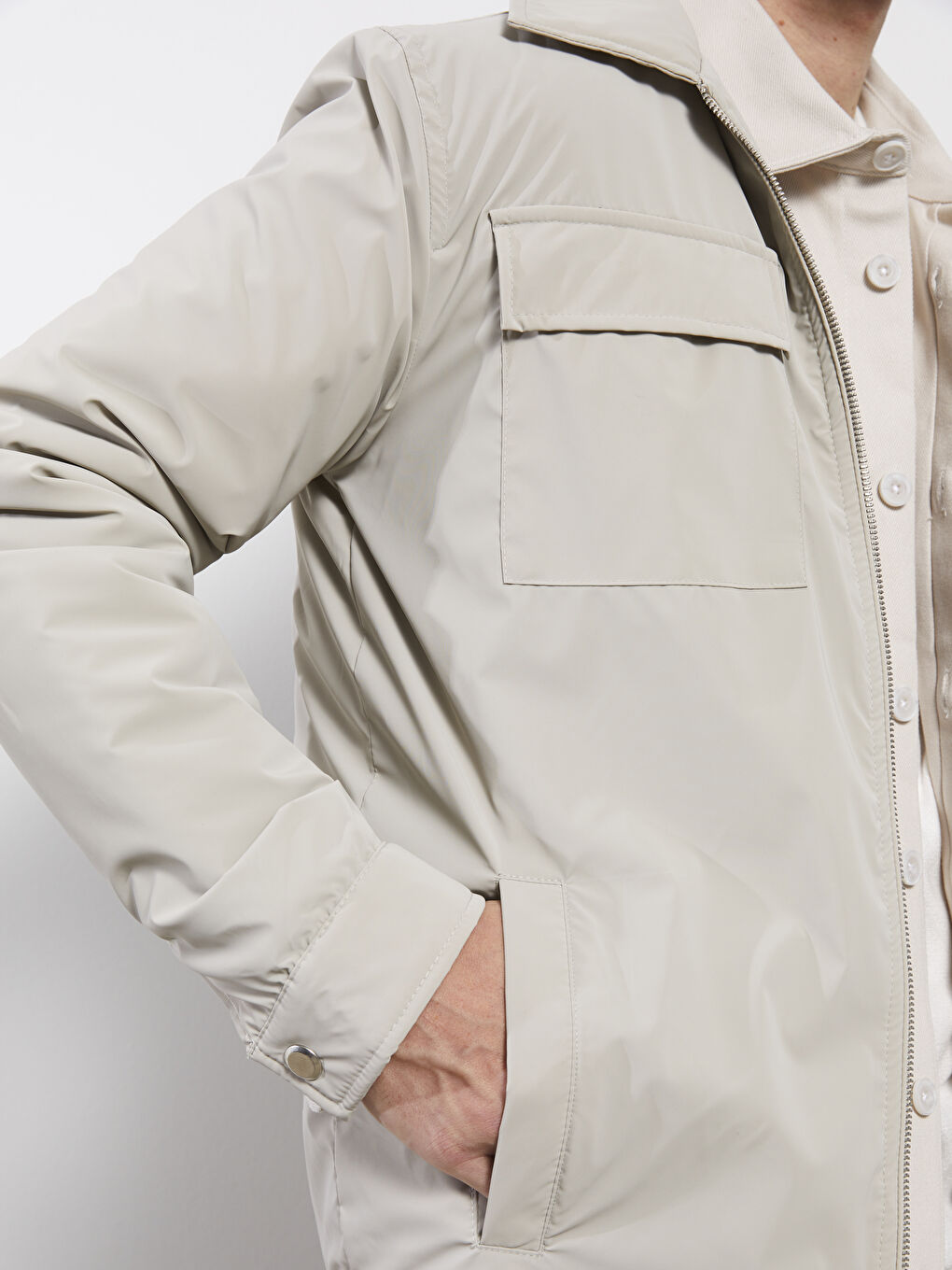 LCW Vision Slim Fit Gömlek Yaka Erkek Deri Görünümlü Mont -S21682Z8-QVW