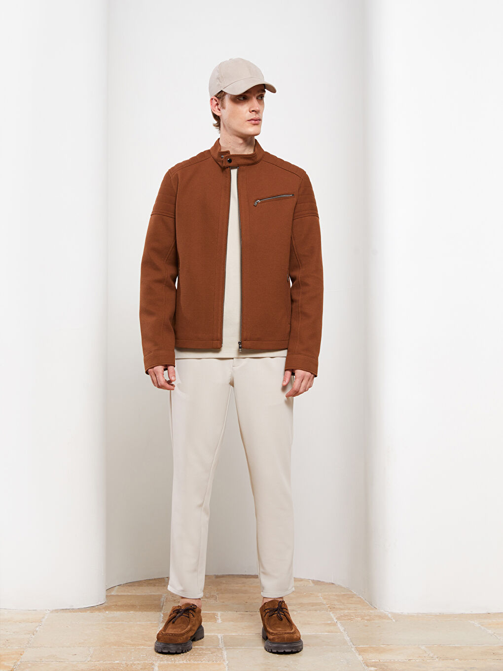 Slim Fit Biker Neck Men's Coat-1