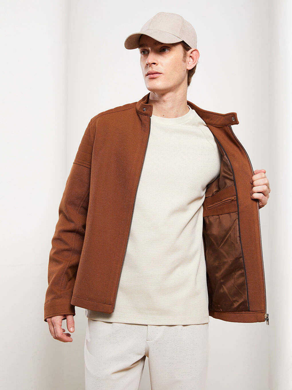 Slim Fit Biker Neck Men's Coat-2