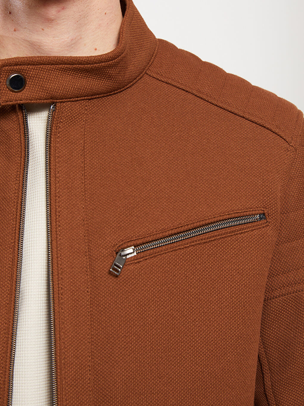 Slim Fit Biker Neck Men's Coat-3