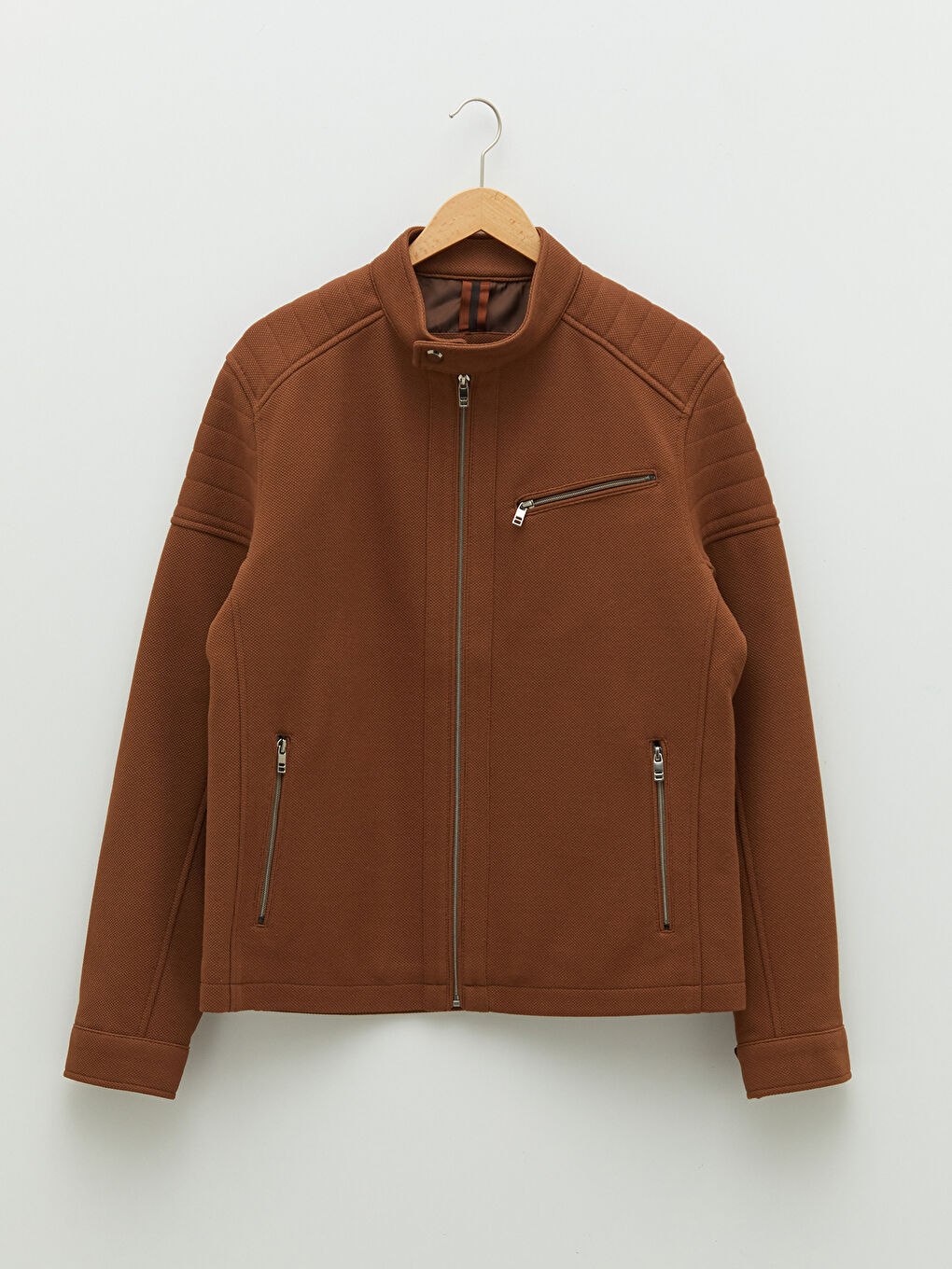 Slim Fit Biker Neck Men's Coat-5