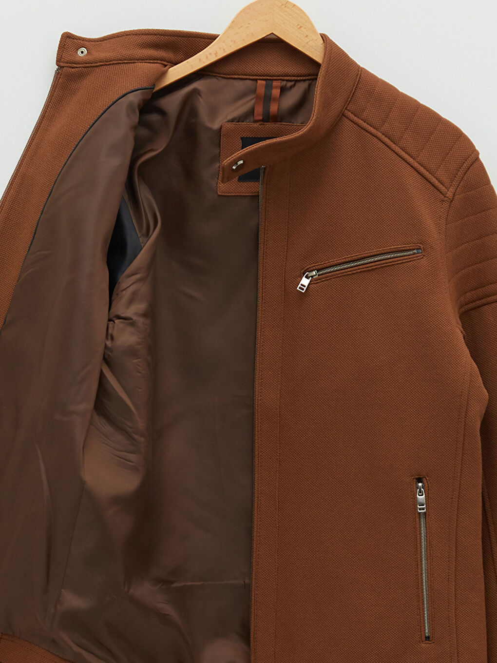 Slim Fit Biker Neck Men's Coat-7