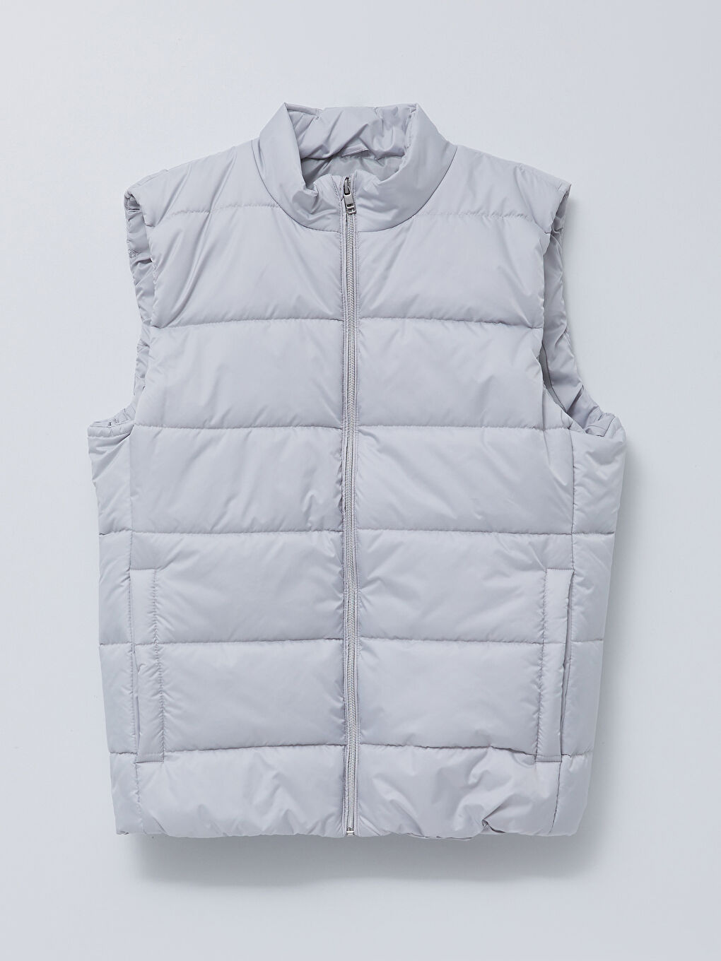 Bej Slim Fit Dik Yaka Erkek Şişme Yelek-5