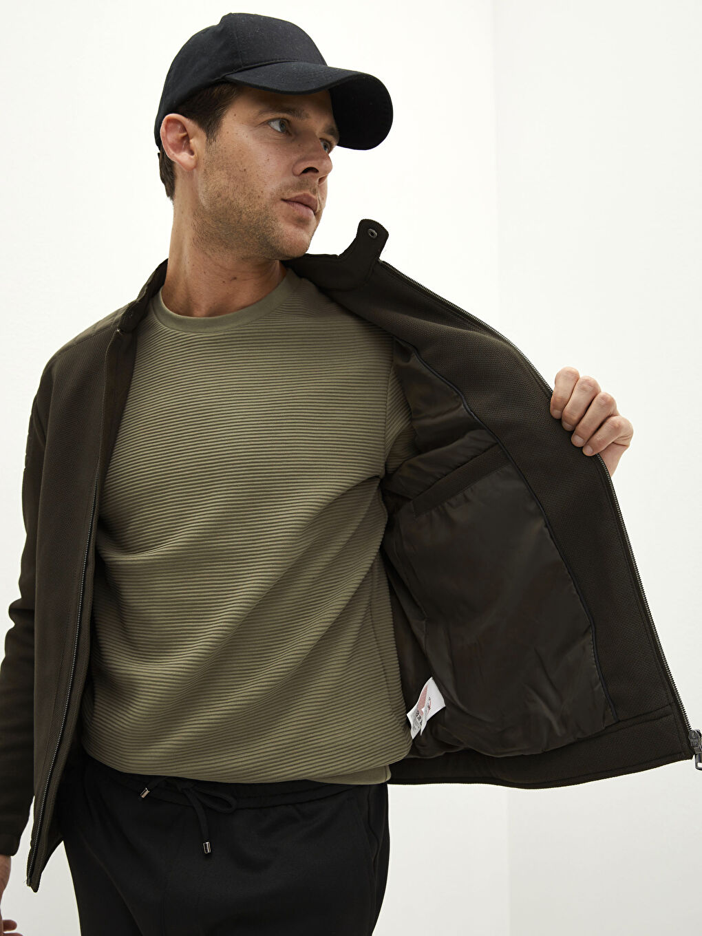 Slim Fit Biker Collar Thin Men's Coat-2