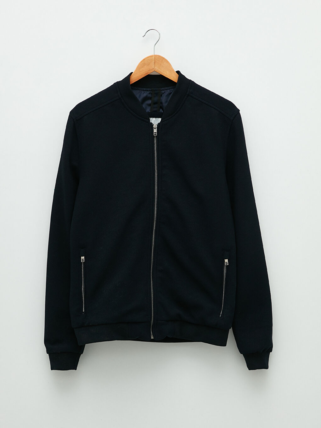 Lacivert Slim Fit Kolej Yaka Bomber Erkek Mont-7