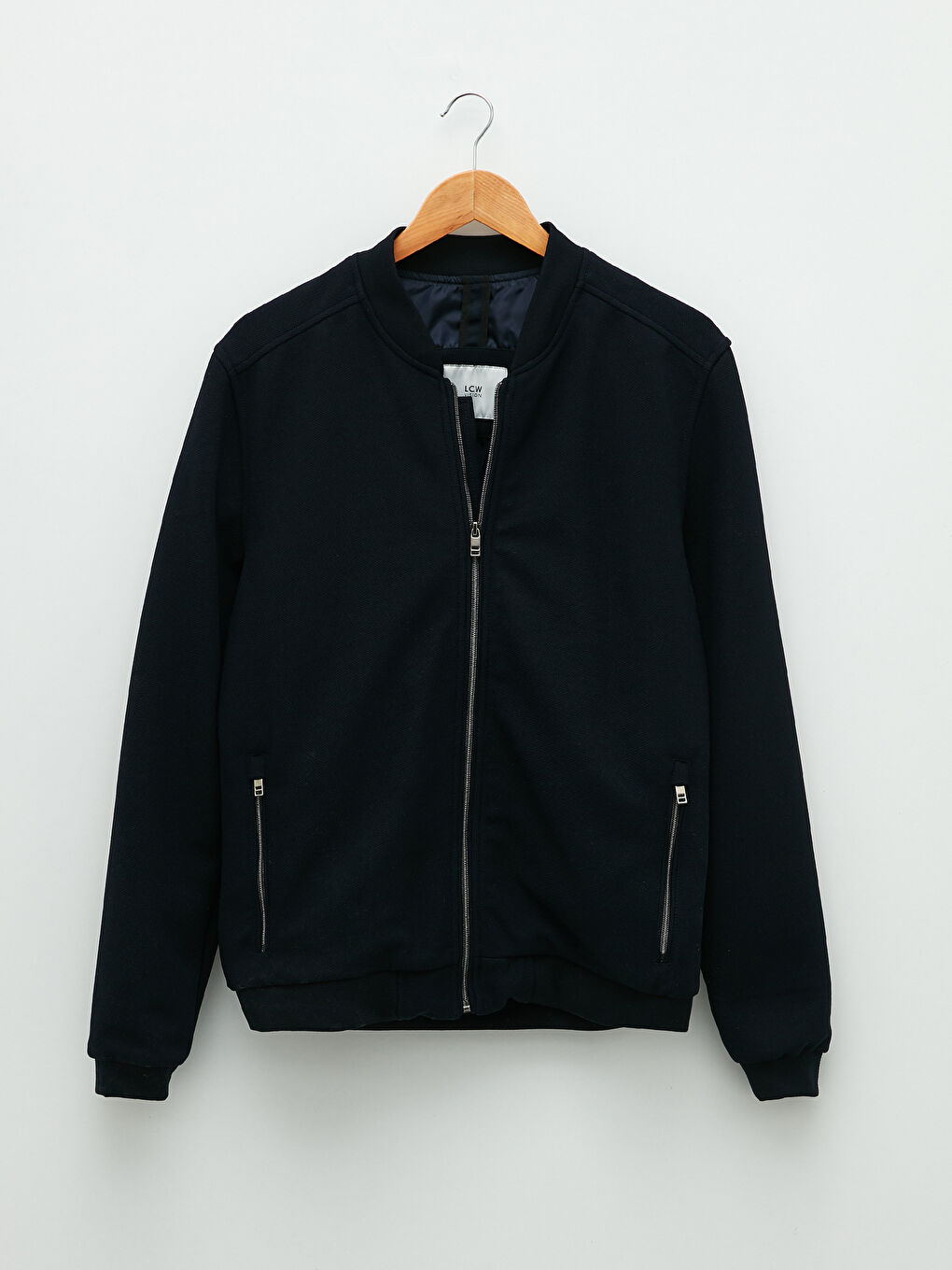 Lacivert Slim Fit Kolej Yaka Bomber Erkek Mont-9