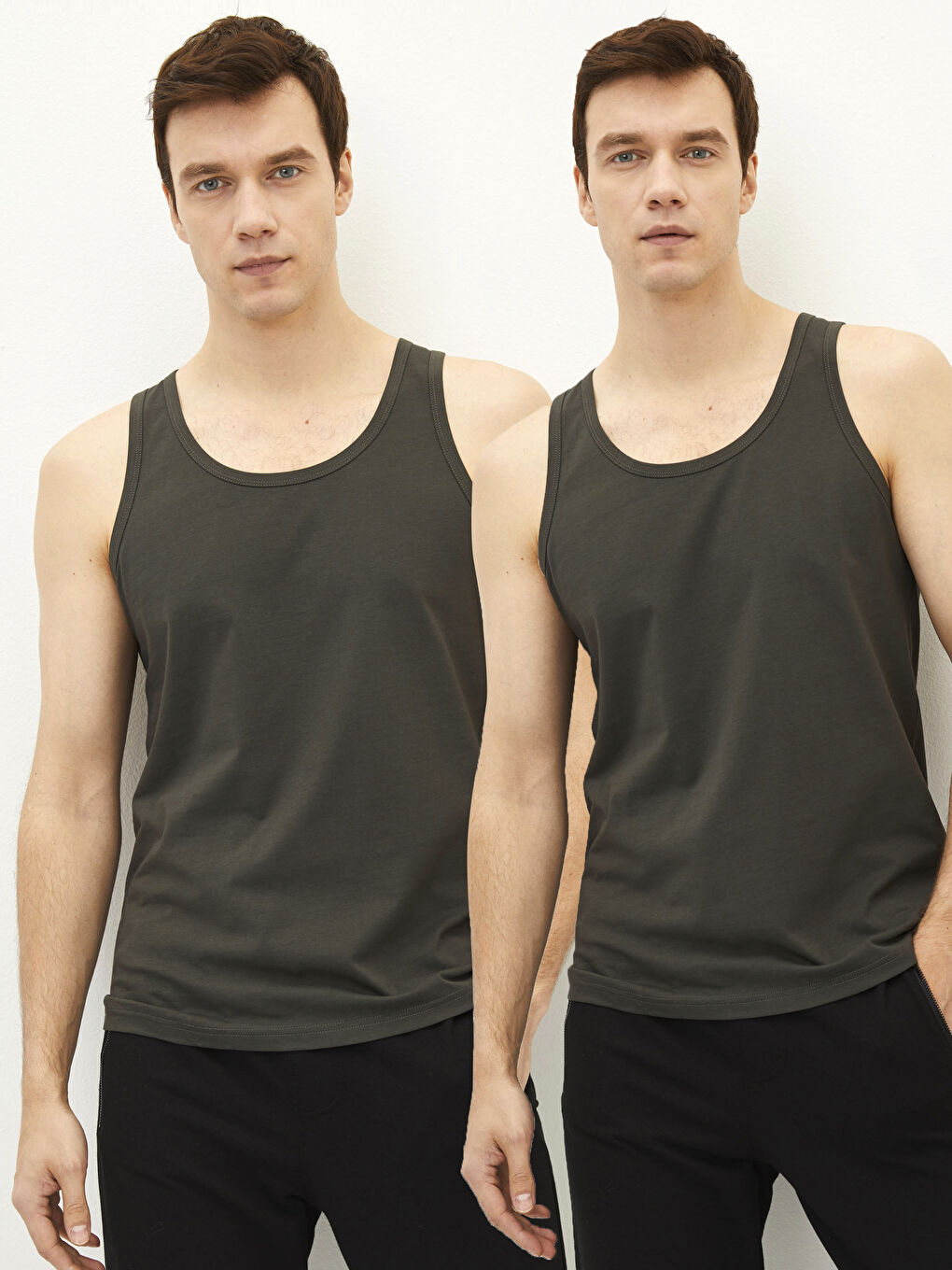 U Neck Basic Cotton Male Athlete in 2 Pieces