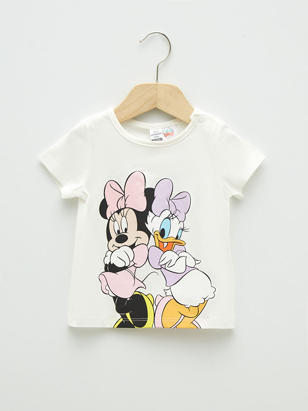 Set de pijama pentru bebeluși fete din bumbac cu mânecă scurtă și guler rotund, imprimat Minnie Mouse-1