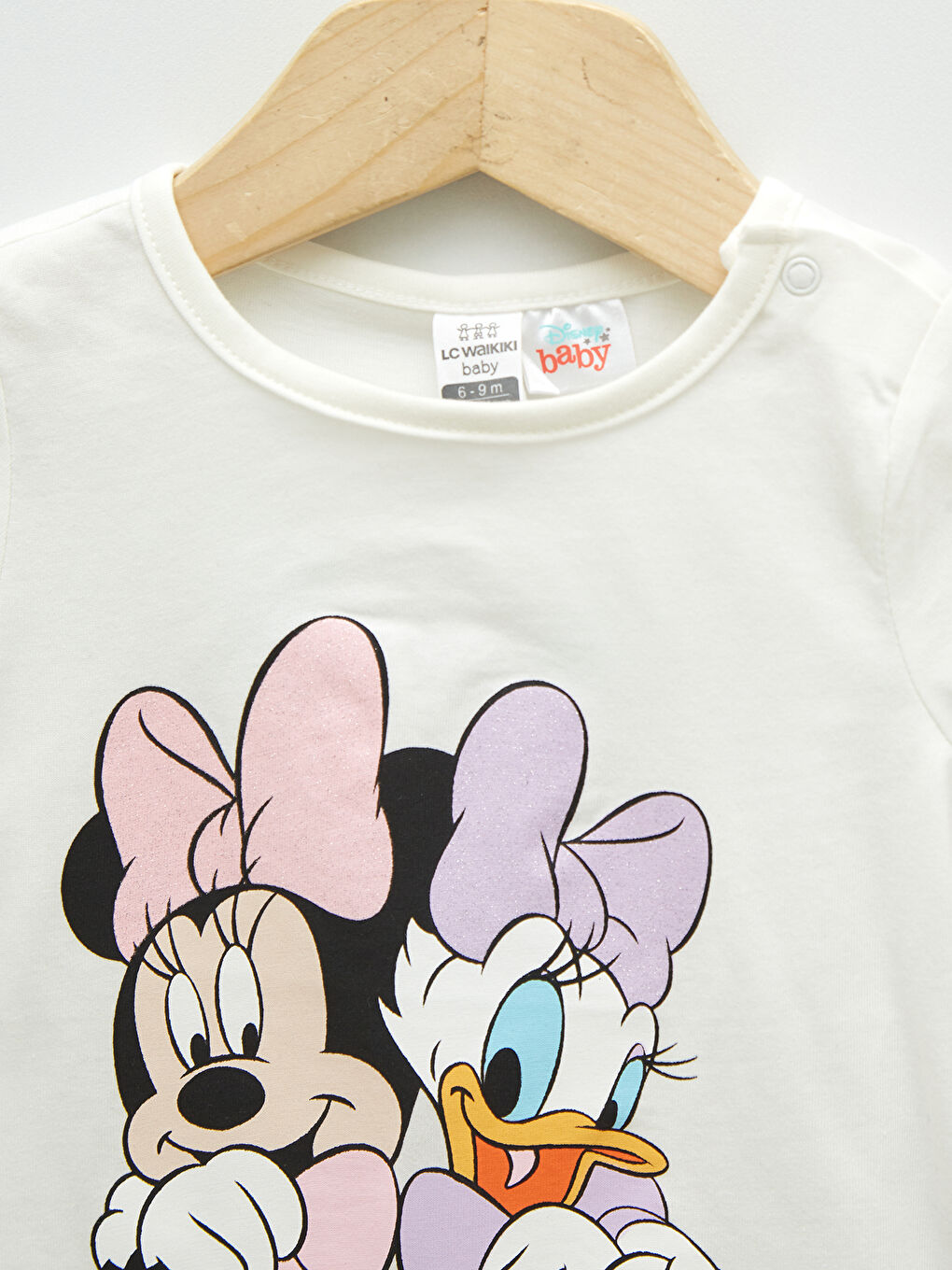 Set de pijama pentru bebeluși fete din bumbac cu mânecă scurtă și guler rotund, imprimat Minnie Mouse-5