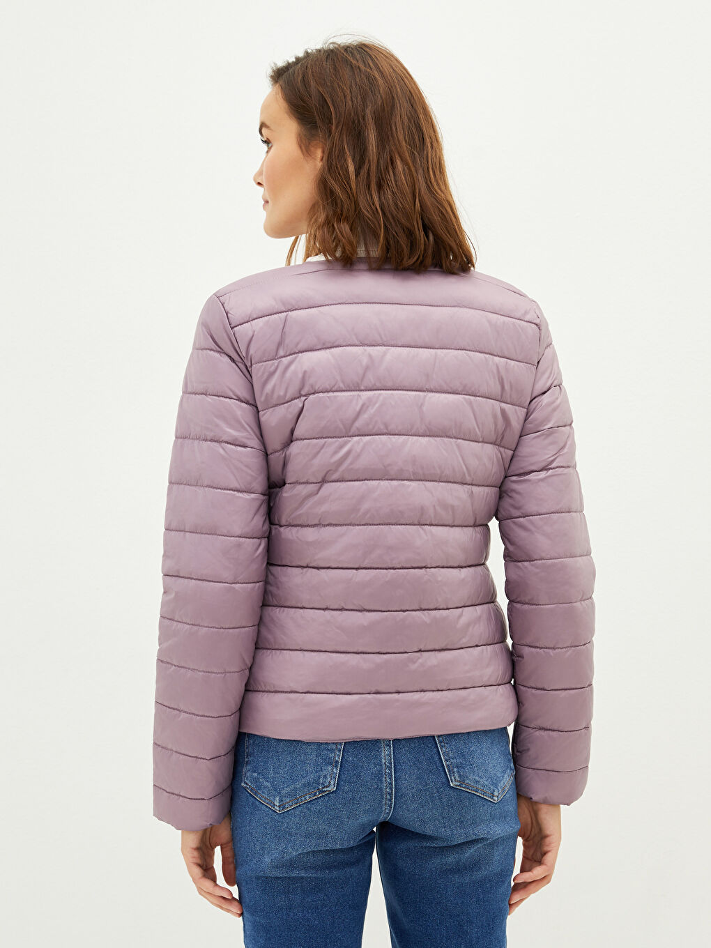 Mürdüm Kapüşonlu Düz Uzun Kollu İnce Kadın Mont-3