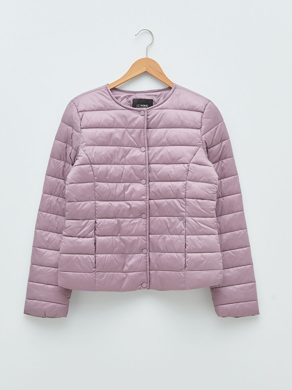 Mürdüm Kapüşonlu Düz Uzun Kollu İnce Kadın Mont-5