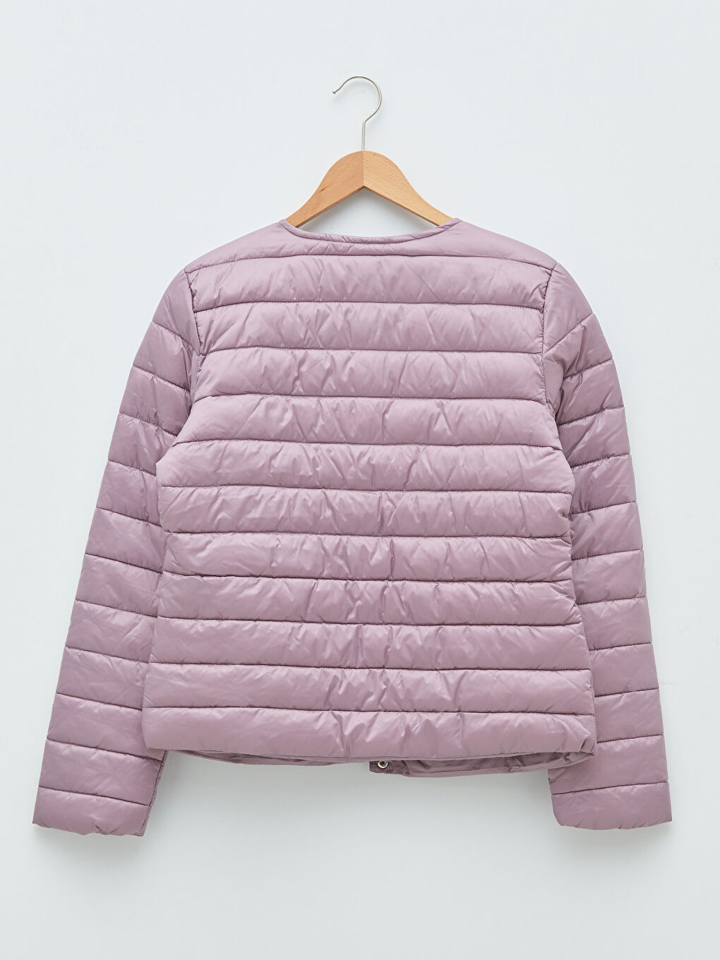 Mürdüm Kapüşonlu Düz Uzun Kollu İnce Kadın Mont-6