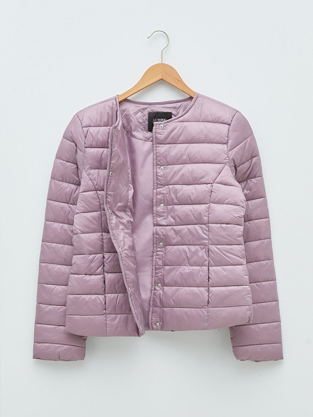 Mürdüm Kapüşonlu Düz Uzun Kollu İnce Kadın Mont-7