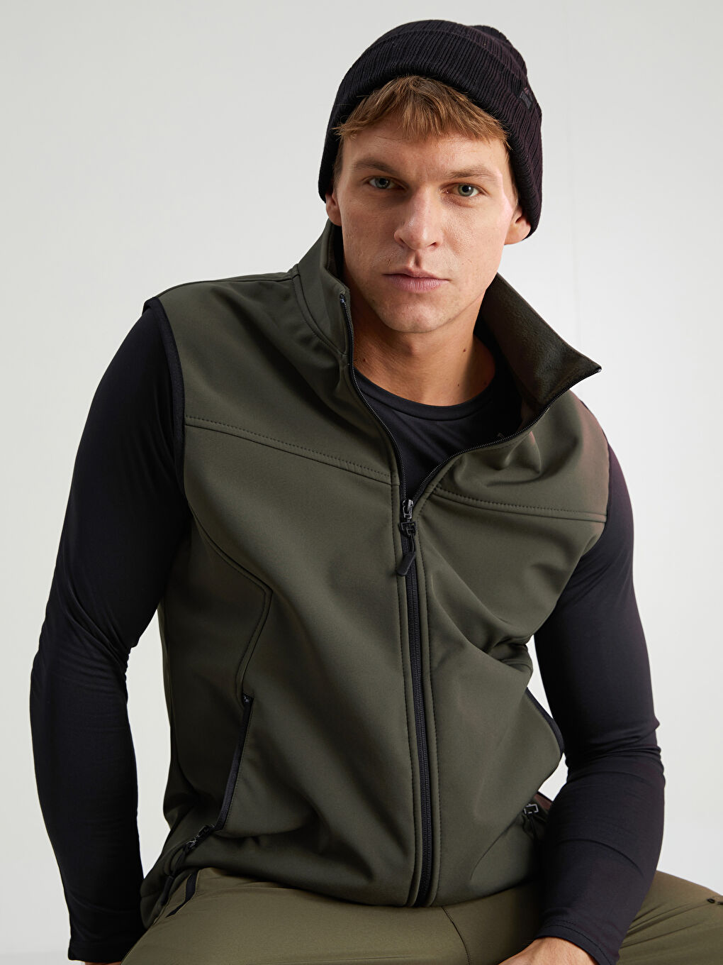 Stand-up Collar Zipper Slim Men's Vest-2