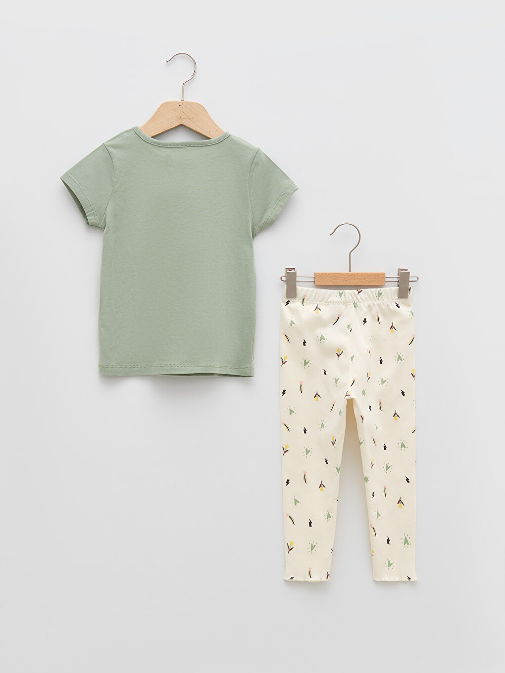 Crew Neck Short Sleeve Printed Cotton Baby Girl Pajamas Set-1