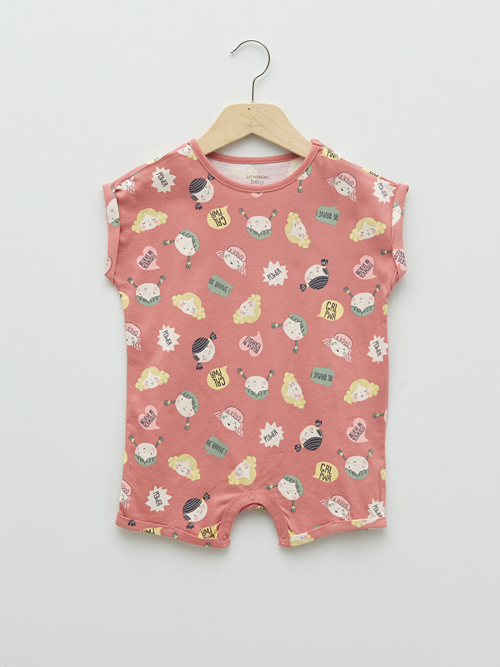 Crew Neck Short Sleeve Printed Baby Girl Rompers 2 Pack-4