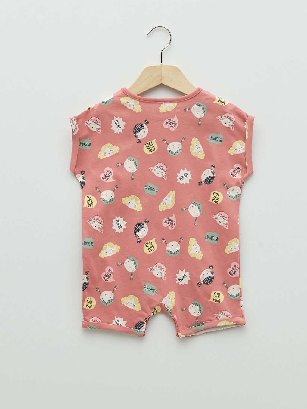 Crew Neck Short Sleeve Printed Baby Girl Rompers 2 Pack-5