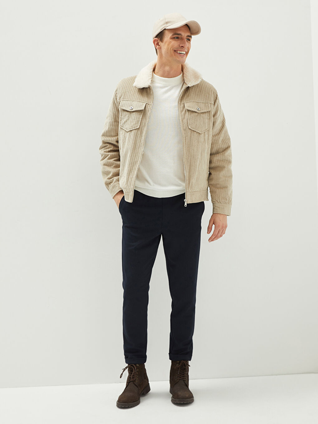 Crew Neck Long Sleeve Printed Mens Coat -S21796Z8-QVW